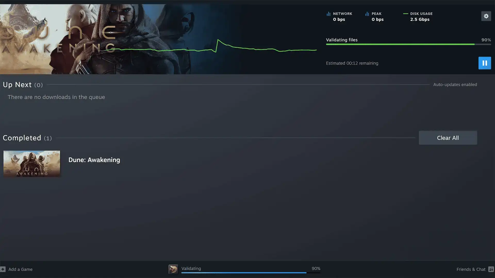 Downloading a new Dune: Awakening patch on Steam.